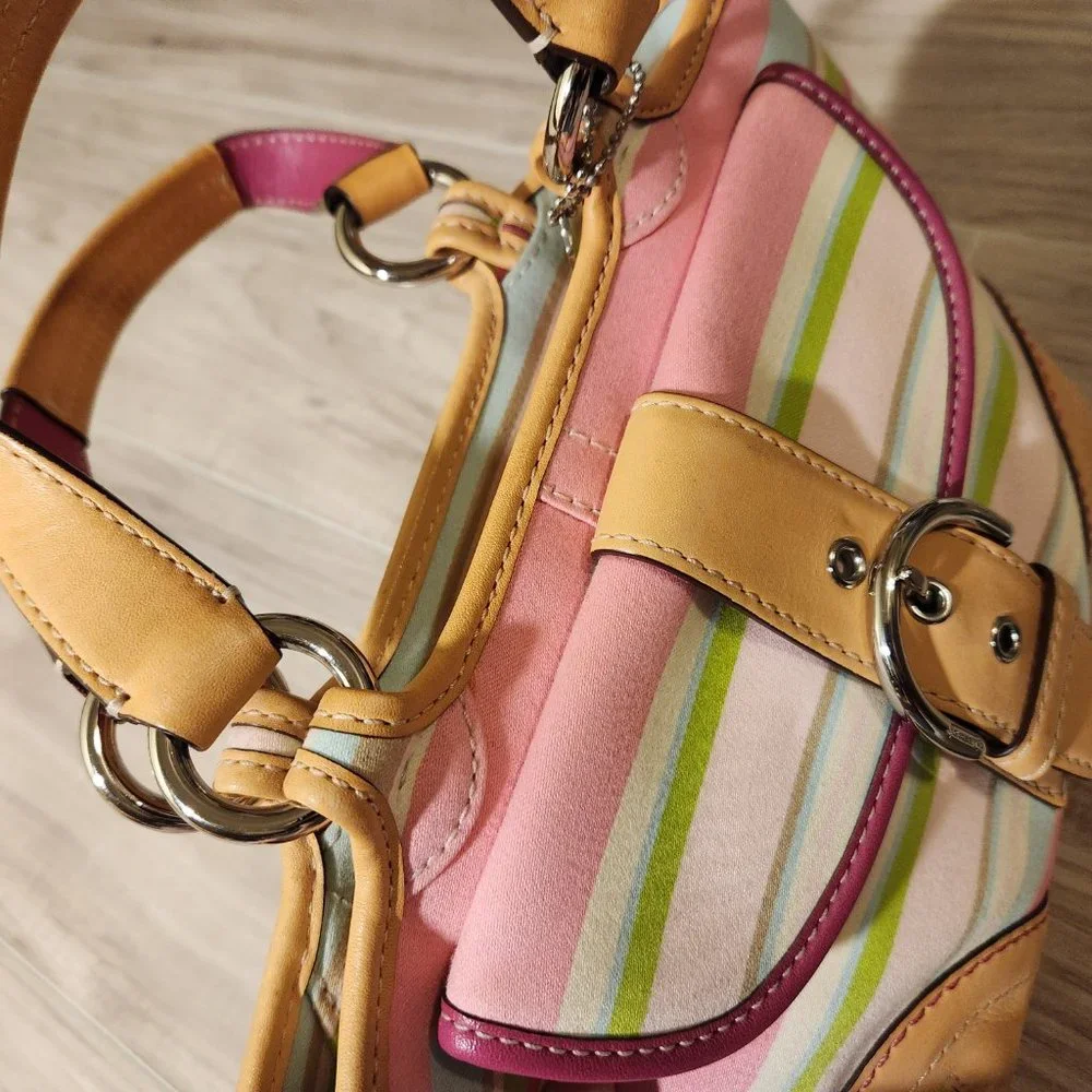 Euc Coach Hampton Y2K Multi-Colored Striped Handbag Purse - Picture 10 of 12